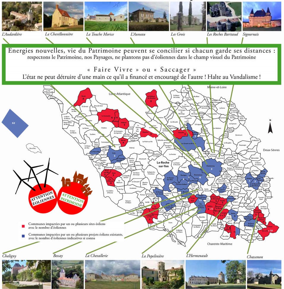 Carte des projets éoliens en Vendée