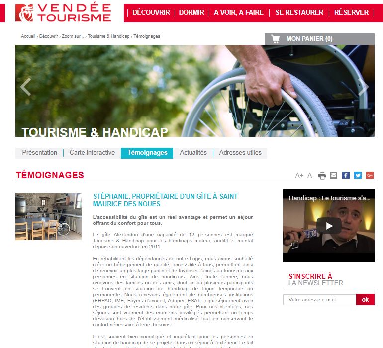 Témoignage accessibilité sur Vendée Tourisme