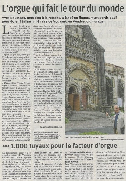 Article paru dans « La Nouvelle République » ce samedi 5 octobre 2019.