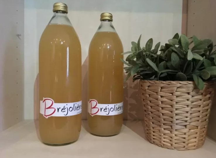 Bouteilles de Jus de pomme gîtes La Bréjolière 
