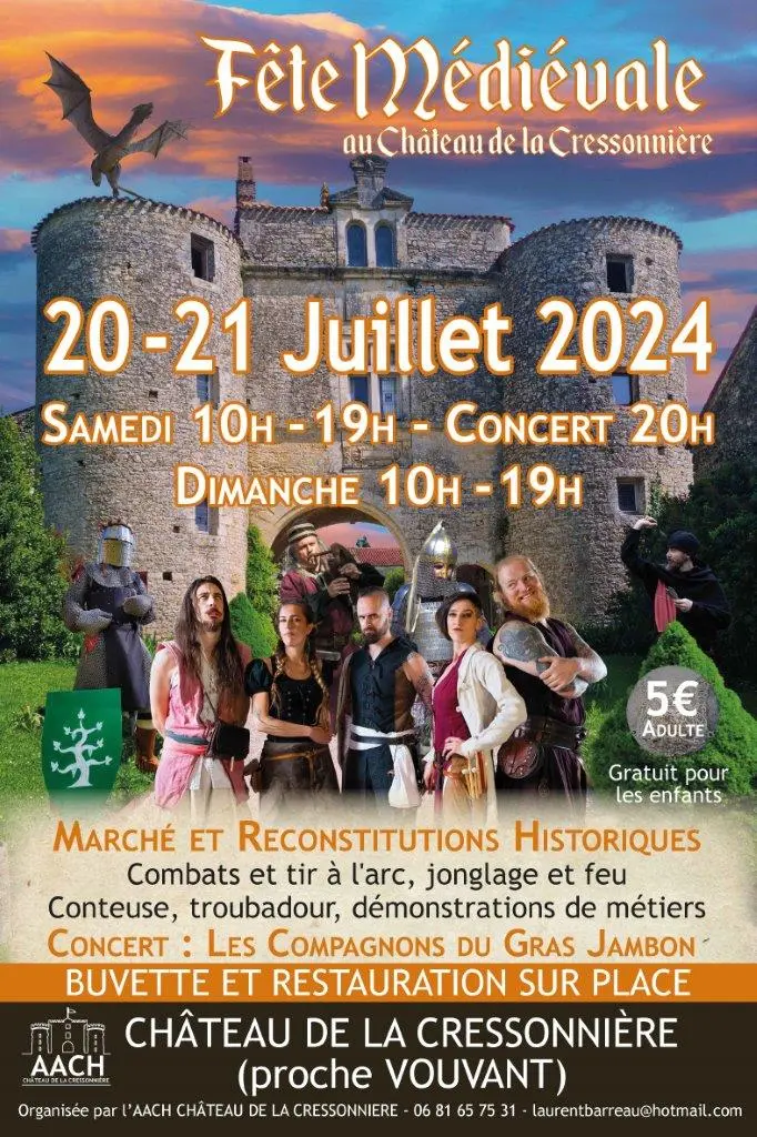Affiche fête médiévale au château de la Cressonnière 
