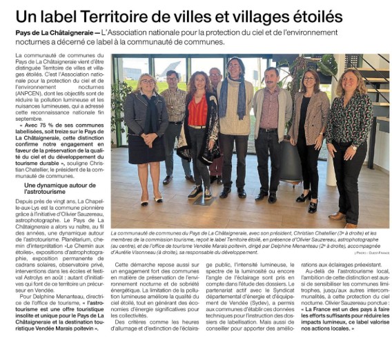 Article Ouest France label territoire de villes et villages étoilés
